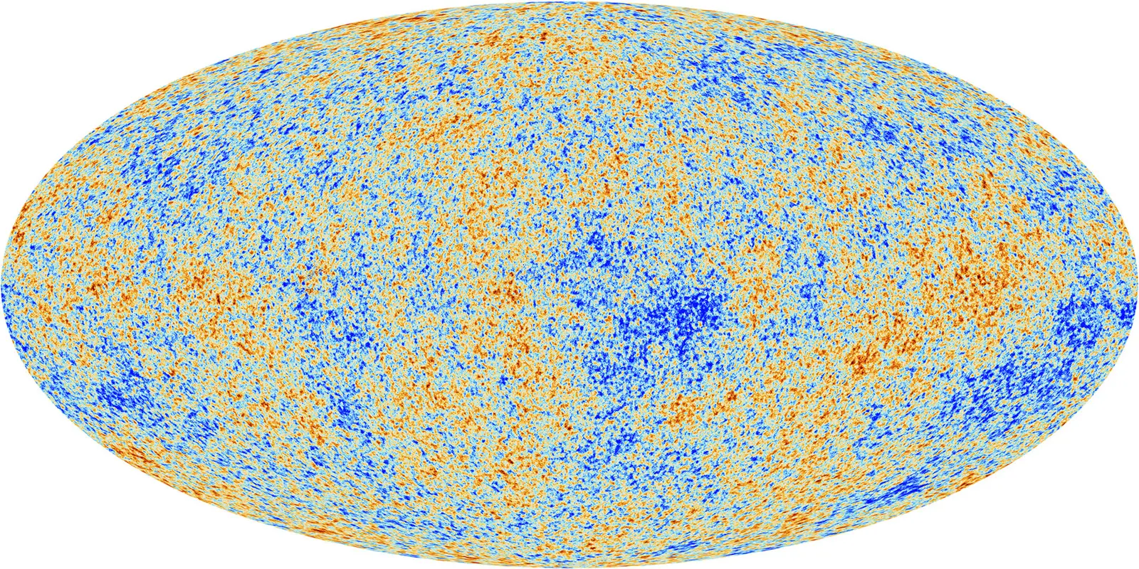 The cosmic microwave background, a mottled map of tiny temperature differences in the radiation left over from the early universe.