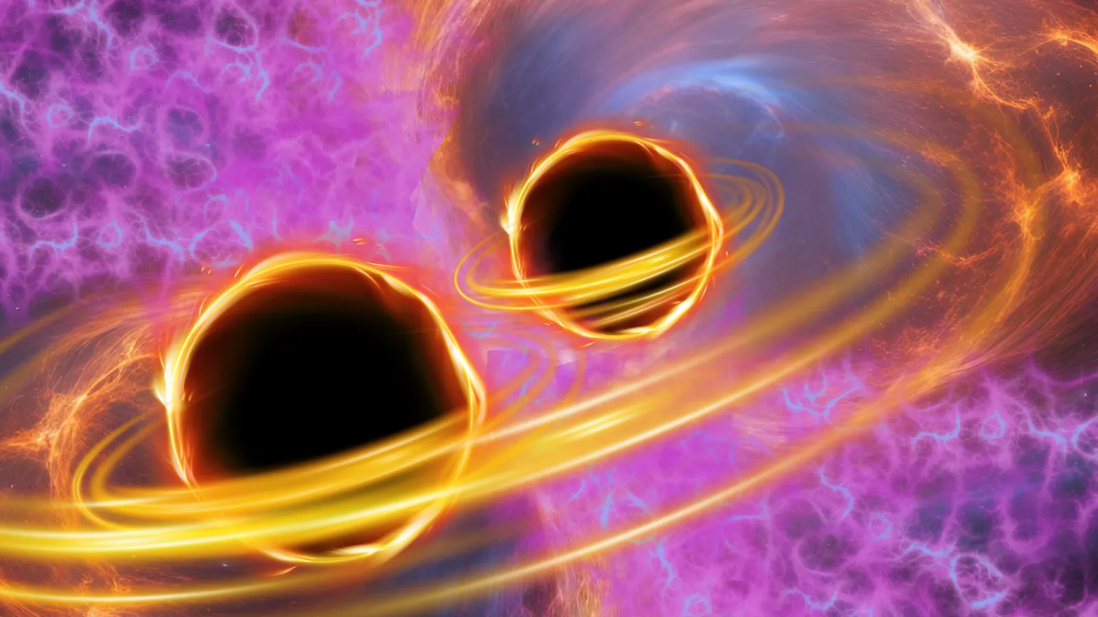 A luminous quasar powered by a supermassive black hole shining in the early universe, surrounded by glowing primordial gas