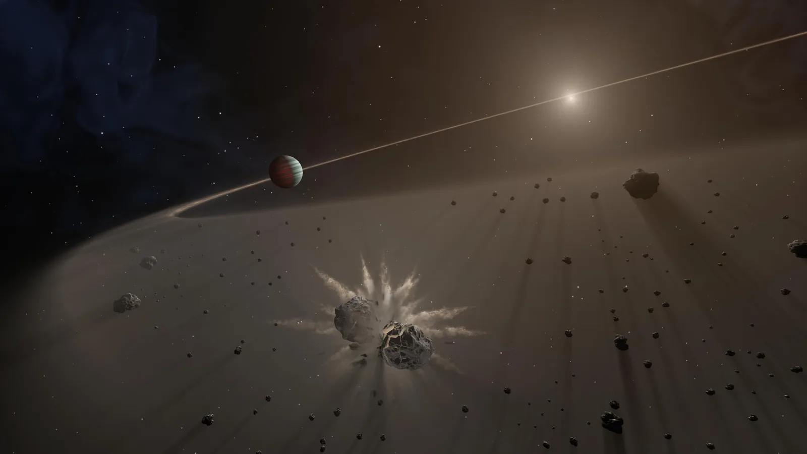 A solitary Jupiter-like planet glows faintly against the black of interstellar space, lit only by its own residual heat with no star nearby.
