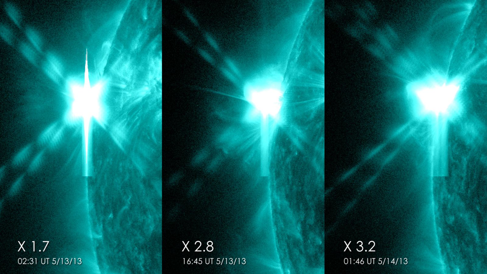 Solar Dynamics Observatory image of an X-class solar flare erupting from an active region