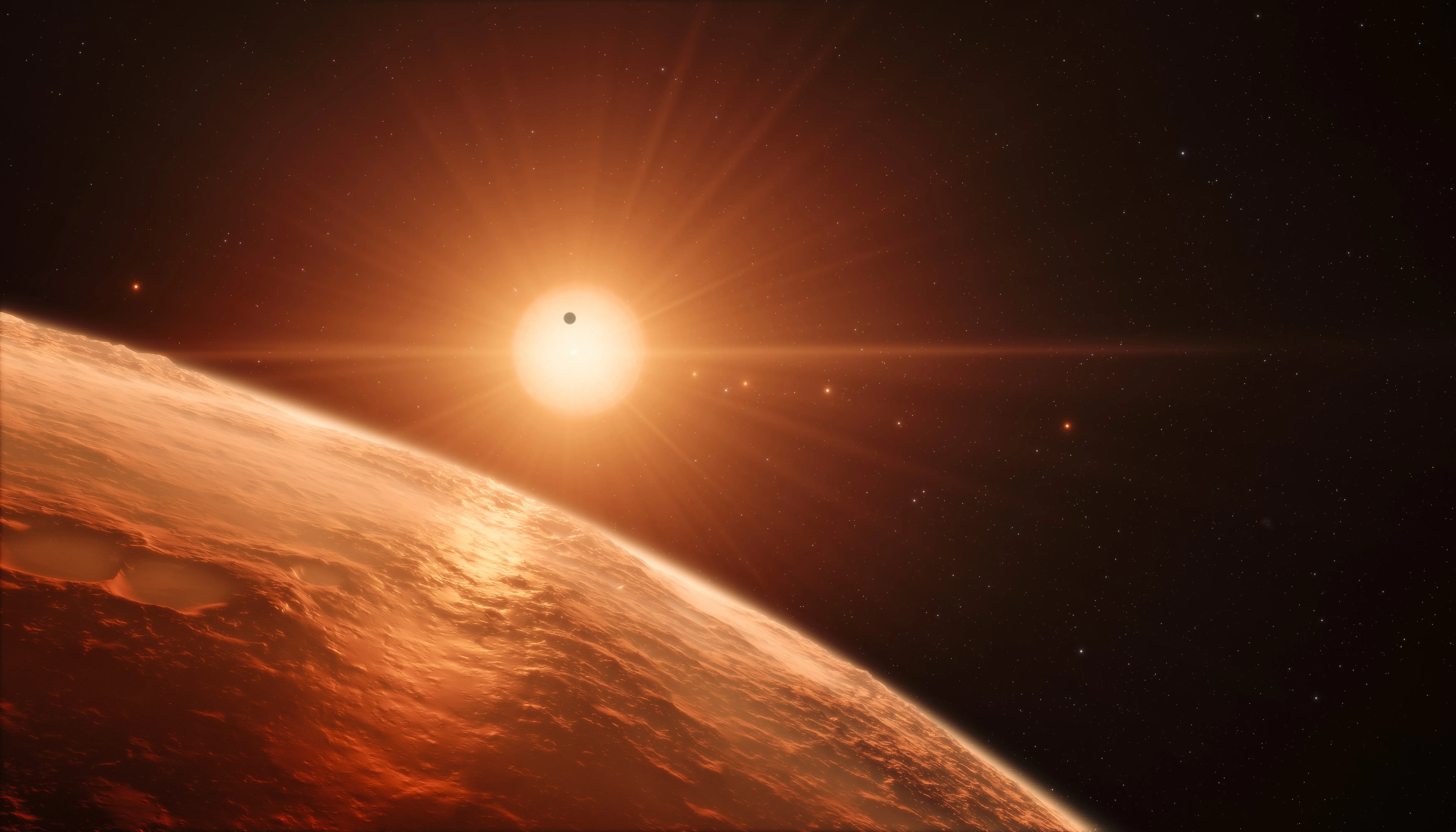 Artist's impression of the TRAPPIST-1 planetary system